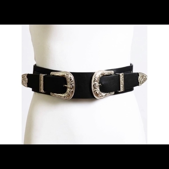 Accessories - New! Black Western Double Buckle Belt